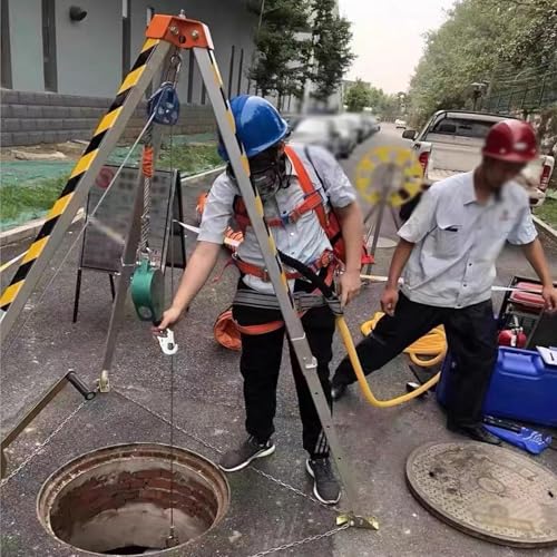 Kit de trípode de rescate de seguridad con mosquetón de cierre automático/bloqueo, soporte resistente para operaciones de elevación en espacios reducidos, capacidad de 2600 libras