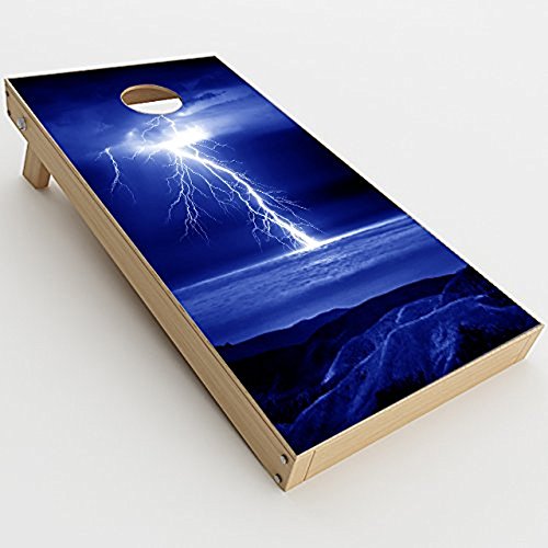 Skin Decals Vinyl Wrap for Cornhole Game Board Bag Toss (2xpcs.) / Lightning on The Ocean