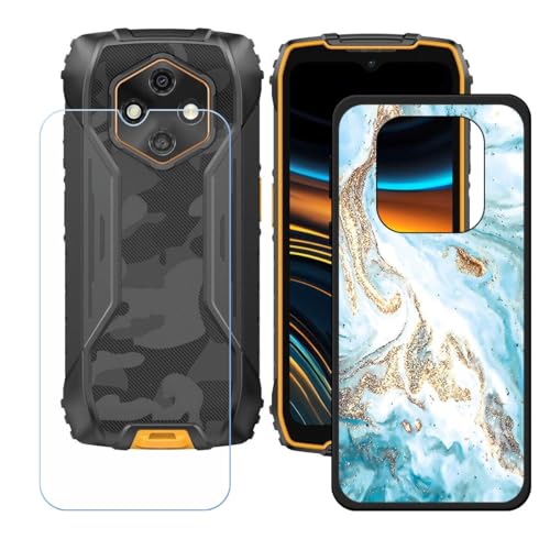 LCEHTOGYE �K�p Ulefone RugKing 4 Pro +�����K���X�X�N���[���v���e�N�^�[�p�P�[�X�A�K�p Ulefone RugKing 4 Pro (6,56")�ƌ݊����̂���u���b�N�\�t�gTPU�V���R���Q���P�[�X�ی�J�o�[ LH33