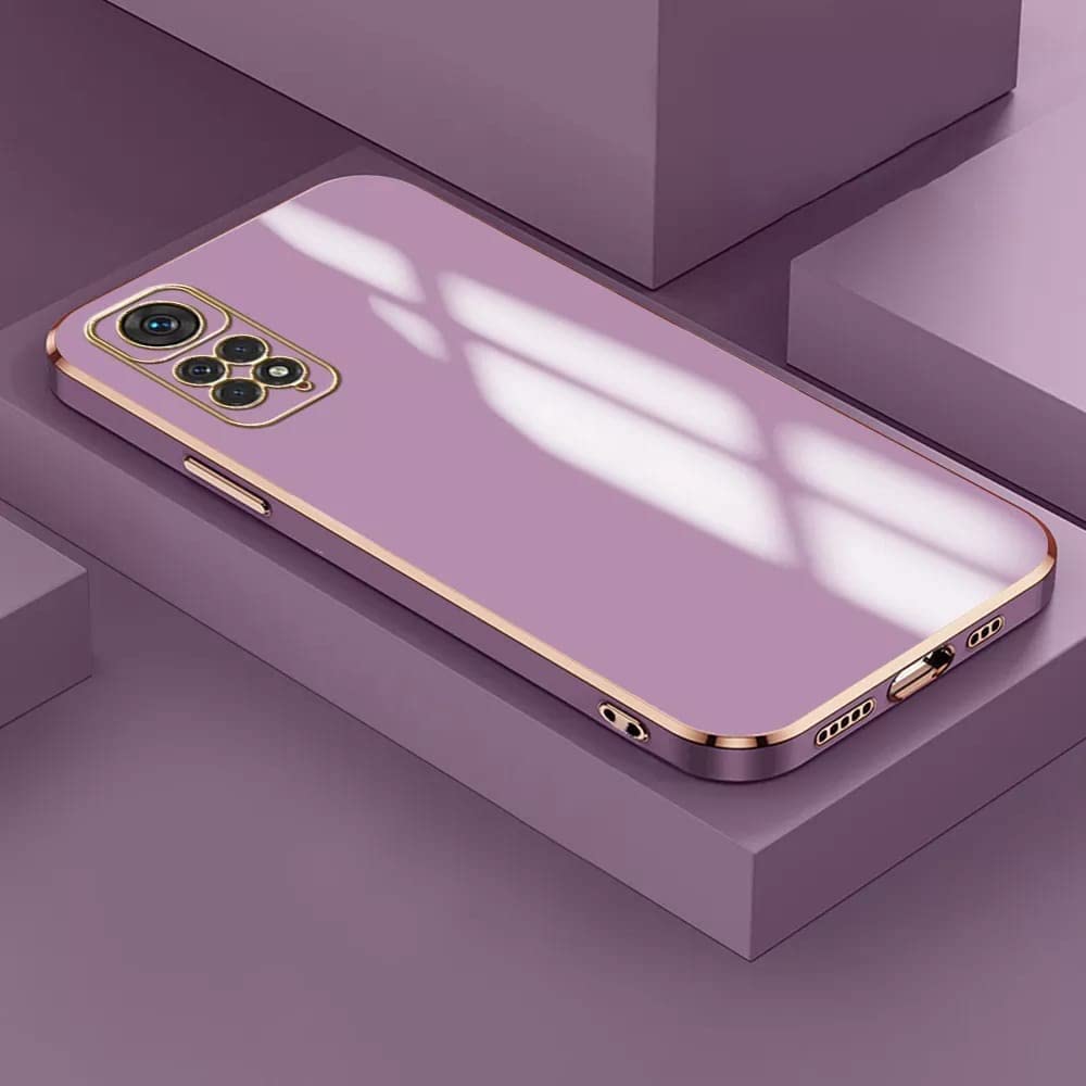 for Redmi Note 11 Pro Luxury 6D Plating Soft Casing Silicone Square Frame Gold Phone Case for Redmi Note 11 Pro (Purple)