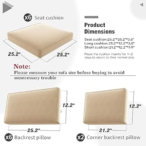 Layinsun outdoor furniture replacement cushions for 6 seat patio rattan wicker sectional conversation sofa set 14 piece cushions set  urban country home decor