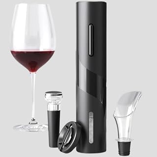 Kit Abridor de Vinho Elétrico 4 Peças | Abridor Automático | Aerador e Cortador de Lacre | Preserva Sabor e Aroma