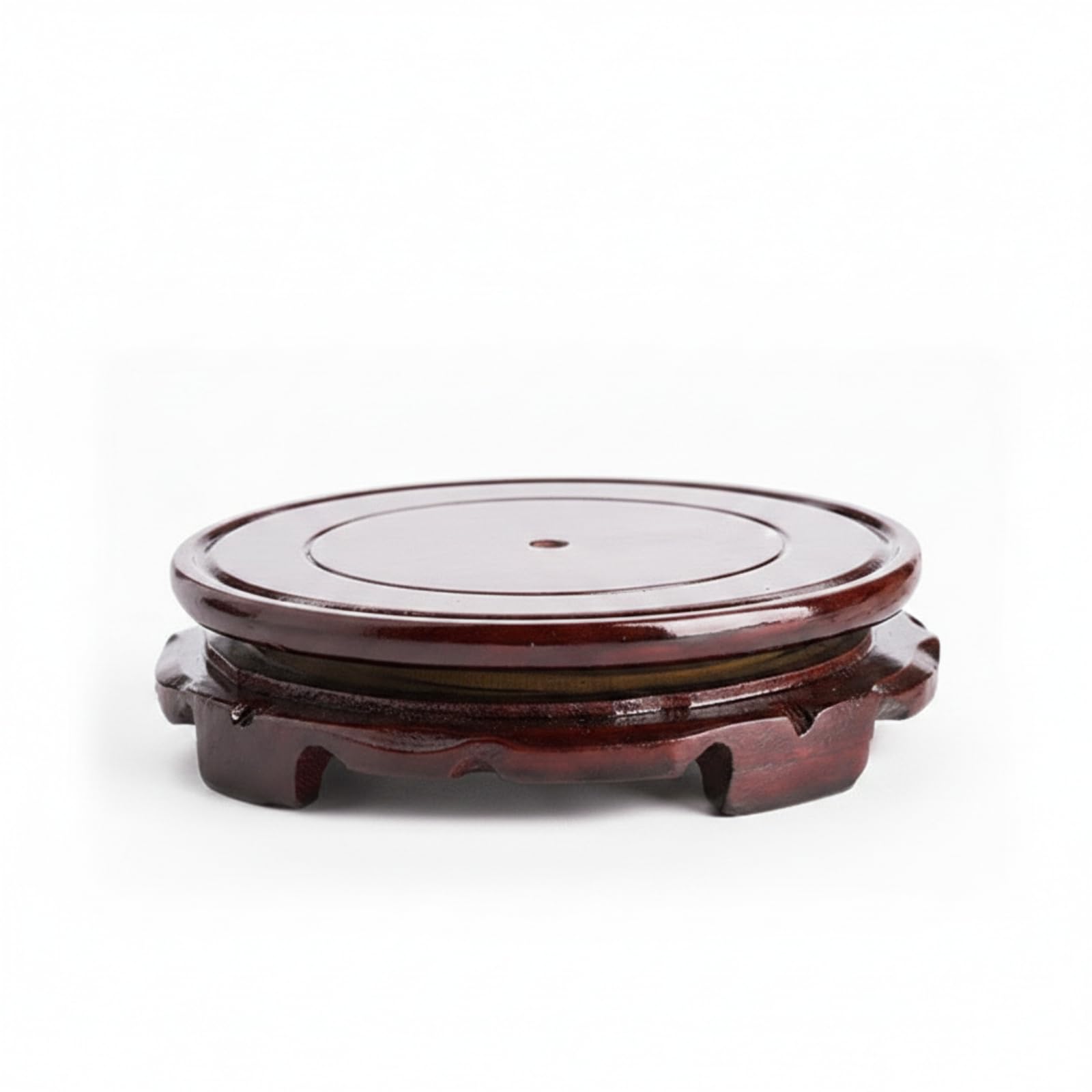 Base D'exposition Ronde en Bois Noble - Socle Rotatif de Qualité Supérieure Hauteur 5 cm