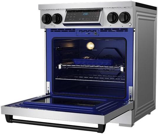 Gordon Ramsay by THOR Kitchen 30 Inch Professional Freestanding Induction Range in Stainless Steel and Black