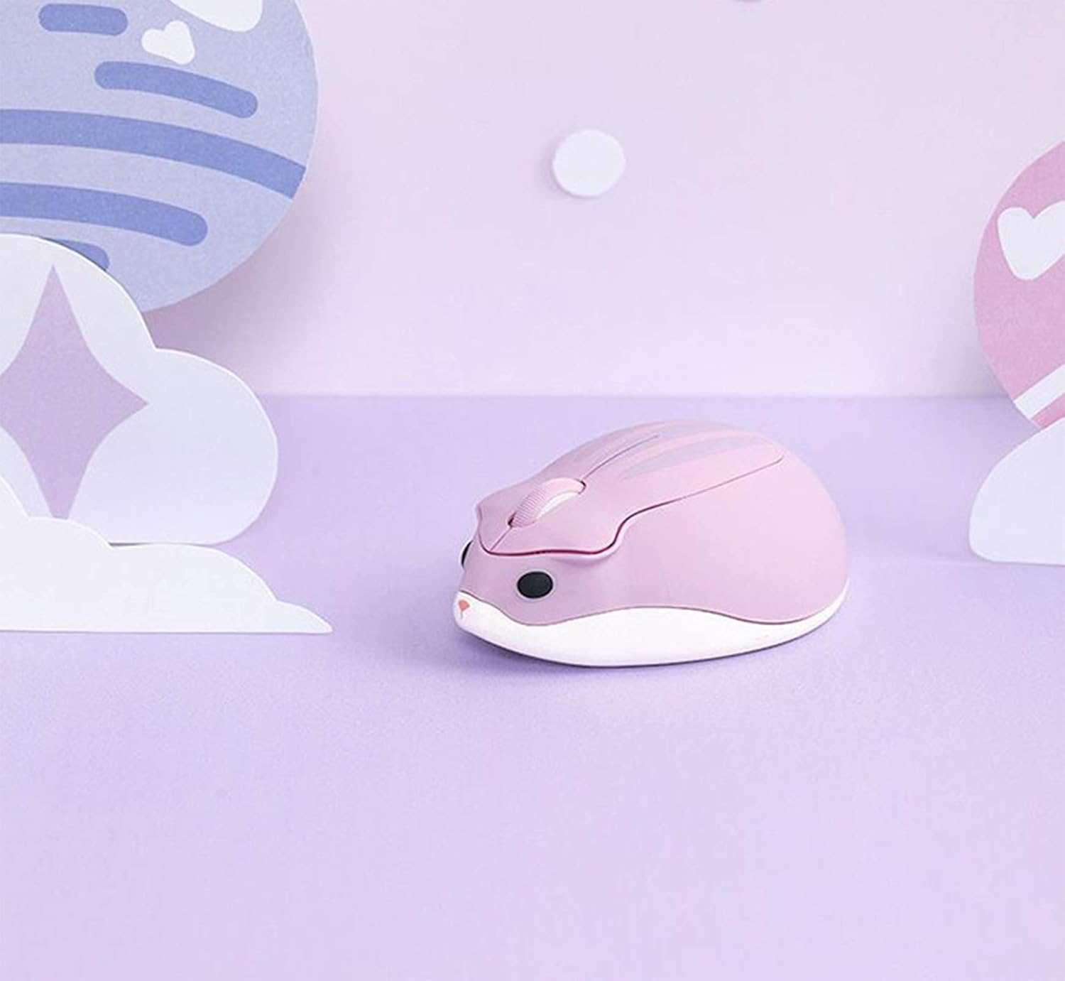 Wireless Mouse,Cute Mini Hamster Shape Optical Mouse,1200 DPI Noise Reduction Ultra Portable Travel Mice,2.4 GHz with USB Unifying Receiver,for PC Mac Laptop Computer Kids Girl Gift(Purple) - Image 4