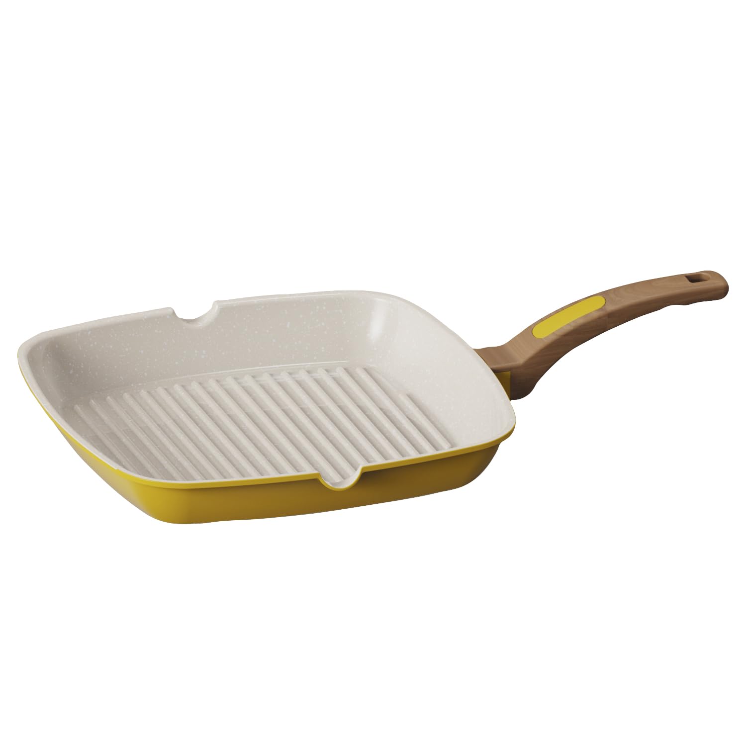 Cooksmart Signature 28cm Grill Pan – Cast Aluminium | Non-Stick | PFOA & PFAS Free | Induction, Gas, & Electric Hob Compatible | Dishwasher Safe | Ergonomic Handle (Marigold)