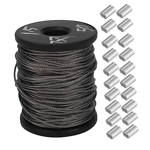 NAMOARLY Wire Rope Aluminum Wire Spool Wire Cable Aluminum Deck Cable Railing Kit Lifting Rope Handrail Cable DIY Beading Wire Aluminum Crimping Loop Sleeve Welding Wire Clothes Line Silver