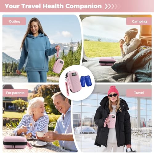 Image of TSA Approved Insulin Cooler Travel Case Diabetic Medication Bag with Thermometer Temperature Display Medication Diabetic Cooler Travel Medicine Organizer Bag for Women & 2 Ice Pack-Pink