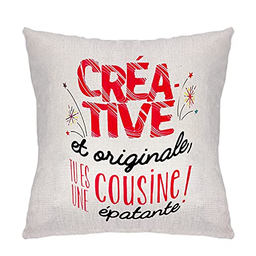 ZCHXD Cadeaux de Cousine Housse de Coussin Taie d'oreiller pour Canapé Famille Salon Chambre Décoration Créative et Originales, Tu ES Une Cousine Epatante Cover