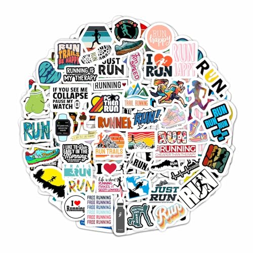 BulbaCraft Running Stickers for Water Bottles, Run Stickers and Decals, Runner Decals - Running...