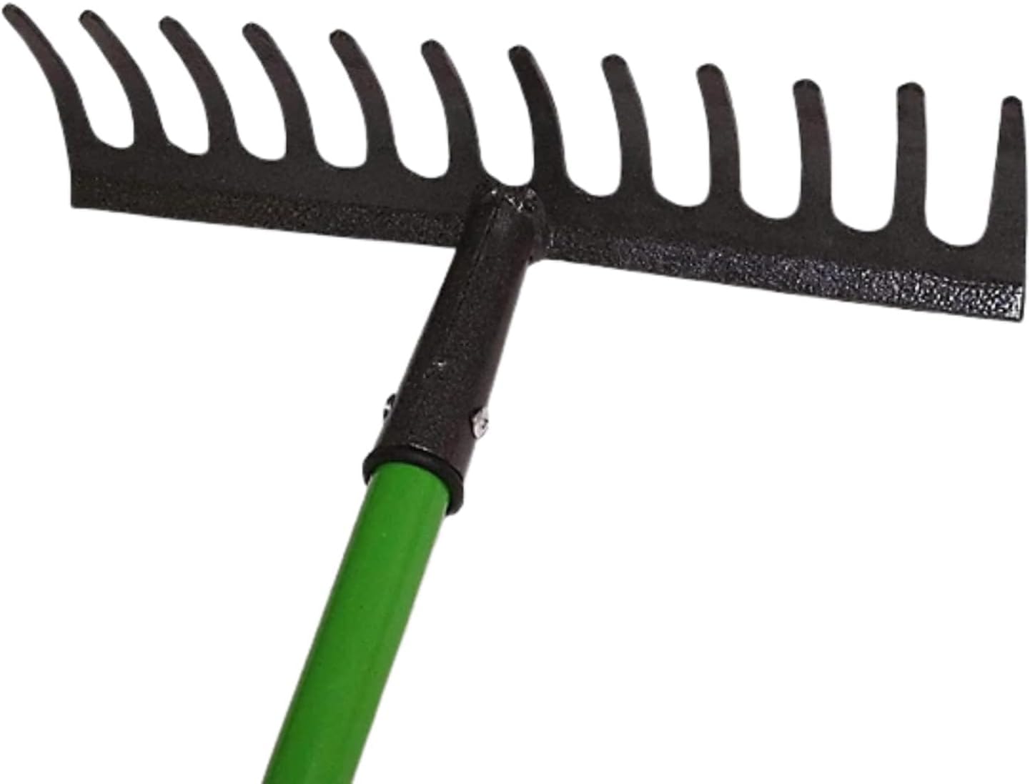 Carbon Steel Garden Rake Heavy Duty Metal Leaf Rake for Lawn, Soil, Gravel & Garden Beds, Strong Wide Head Rake for Levelling, Weeding & Debris Collecting, Long Handle Yard Tool - 3