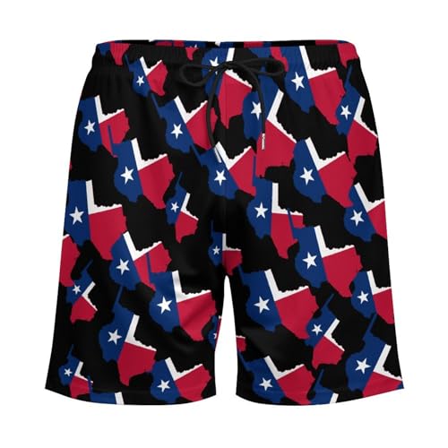 Flag Map of Texas Mens Swim Trunks Swimming Board Shorts with Compression Liner Summer Beach Bottom3