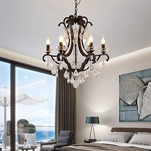 Lustre bougie cristal de qualité supérieure en métal noir style américain