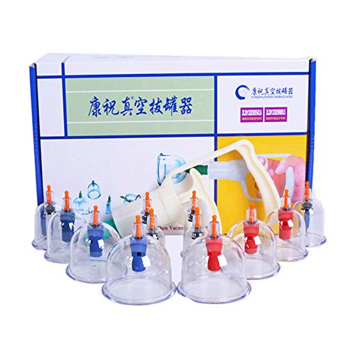 NOBLJX 12Pcs Chinese Cupping Therapy Sets Professional Cupping Vacuum Suction 65CM Extension Tube Strong Adsorption for Cellulite Cupping Massage Back Pain Relief