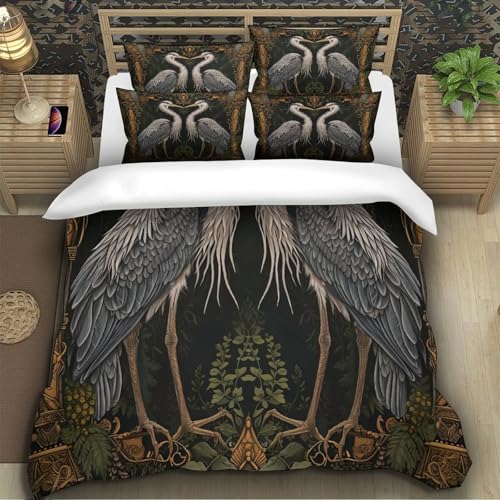 Housse de couette lavable hérons en microfibre durable anti-plis