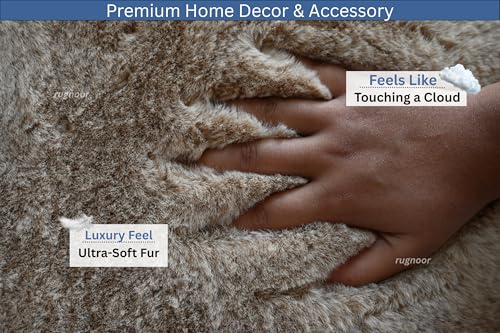 Image of Softest Carpets for Living Room - 4x6 Feet Small Solid Fur Rug | Ultra Soft, Washable, Non-Slip for Bedroom | Premium Handmade Rug | Made in India (Beige)