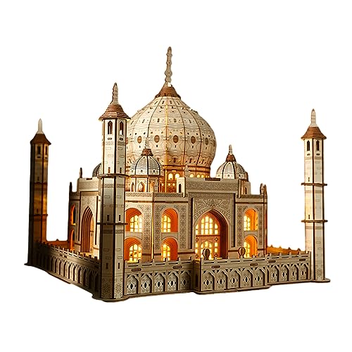 Puzzle en bois 3D Taj Mahal BaronHong jaune pour illuminer vos soirées détente