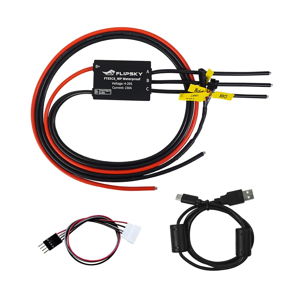 FLIPSKY FT85CS Waterproof Speed Controller with connected power and signal wires.