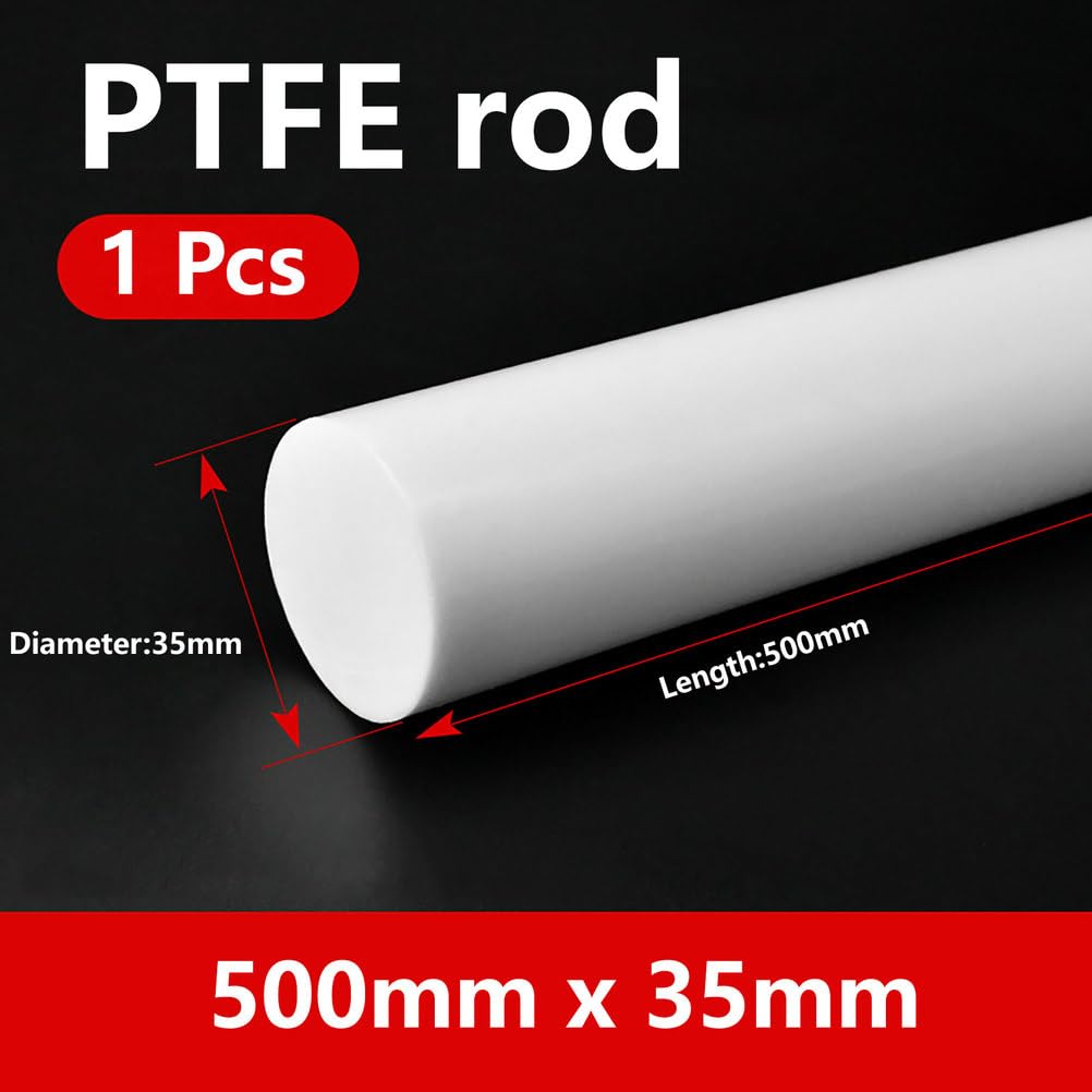 Tige en PTFE (Téflon) haute résistance - Diamètre 30-55 mm, longueur 20/30/50 cm, résistante aux produits chimiques et usinable for usage industriel(35mm x 0.5m)