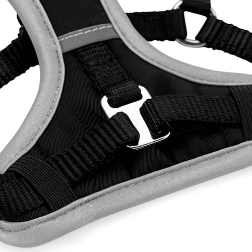 Youly Reflective Utility Cat & Large Cat Harness & Leash Set Black Small/Medium