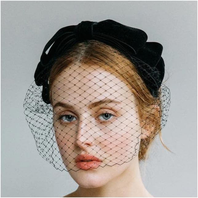Veli Nero Fascia da Sposa Tulle Perline di Cristallo Gabbia per Uccelli Viso Netto Velo da Sposa Maschera Accessori per Capelli Velo da Testa Velo da Sposa