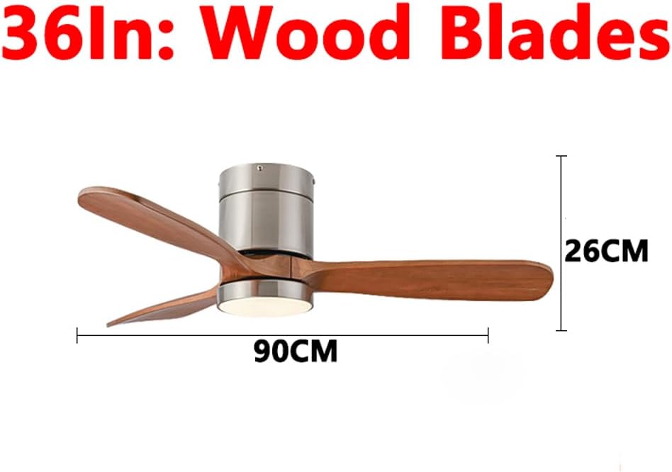 Ceiling Fans with Lights Farmhouse Quiet Reversible Ceiling Fans with Lights Nickel Modern Ceiling Fan 6 Speeds 3 Wood Blades Airflow Noiseless Fans Lighting for Living Room Bedroom Kitchen Office