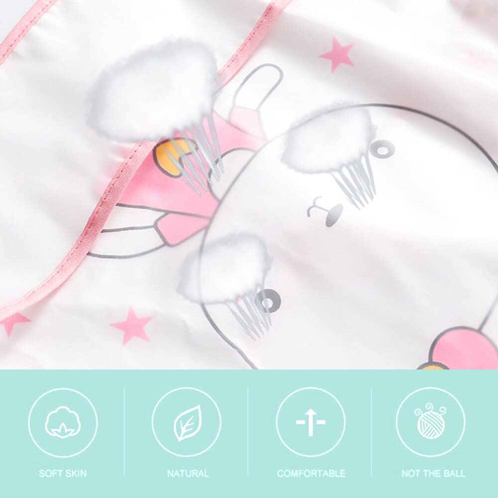 tablier bebe pour manger, bavoirs, 2 paquets de bavoirs imperméables à manches longues pour bébés avec pochette pour attraper les aliments, tablier nettoyable pour bébés de 2-4 ans,bleu et vert