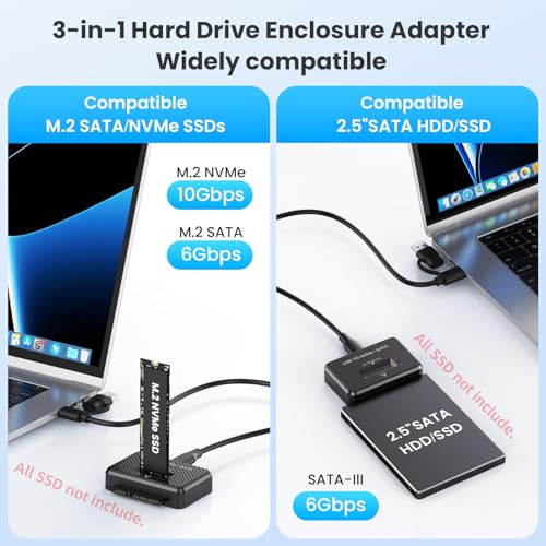 Caja externa USB 3.0 USB-C para SSD NVME y SATA miniatura 3
