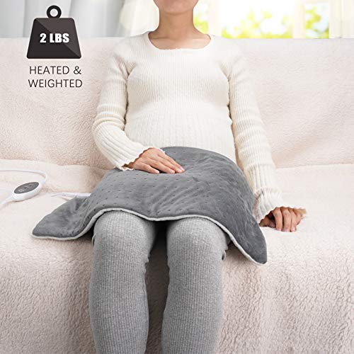 Heating Pad for Pain Relief, Weighted Heating Pad Soft Touch, 6 Electric Temperature Options, Hot Heat Pads Auto Shut Off,Machine Washable Microfiber, Fast-Heating, Moist Heat Therapy, 23 x 12"
