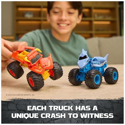 Image of Monster Jam Smash & Bash 2-Pack Monster Trucks, Megalodon & El Toro Loco, 1:64 Die Cast Repairable Monster Truck, Kids Toys for Boy and Girls Ages 3 and up
