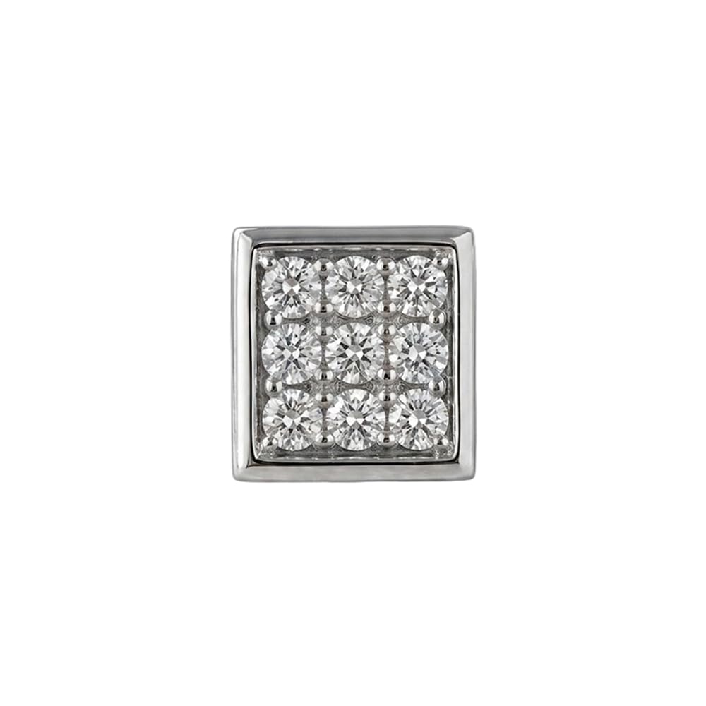 Sterling Silver Square Halo White Stone Stud Earring for Men & Women, Brilliant Cluster Set Geometric Ear Stud, Modern Luxury Design, Single Piece-image-6
