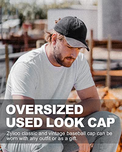 Zylioo Extra Big Washed Cotton Baseball Cap,Deep Ball Cap For Big Heads,Soft Crown Large Running Hat Black Gray #TOP6