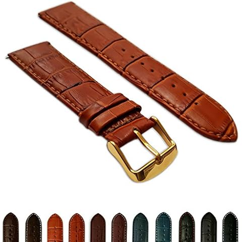 18mm Tan Genuine Leather Croc Watch Strap Cover