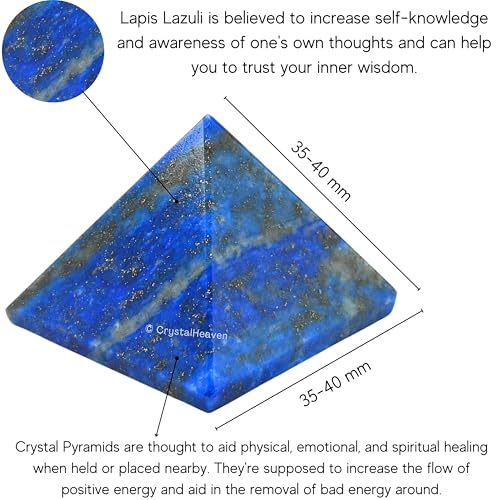 Image of Lapis Lazuli Pyramid - 1.5 inch Inch Crystal Pyramid for Positive Energy, Vastu, Reiki, Feng Shui and Chakra Healing Energy Balancing