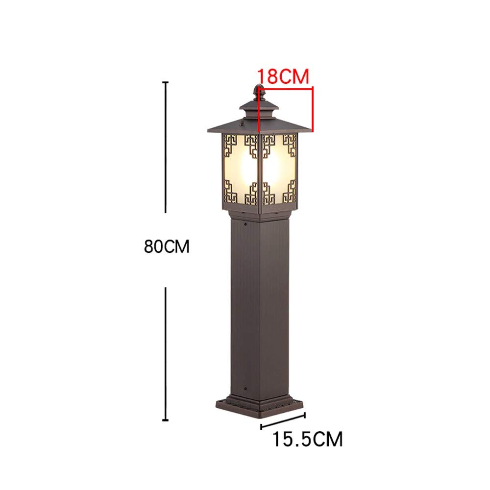 Zewnętrzna wodoodporna lampa słupkowa IP54 do trawnika, europejska, antyczna, prosta, aluminiowa, kwadratowa, słupowa, ogrodowa, trawnikowa, E27, wysoka, słupowa, latarn,Coffee_80cm