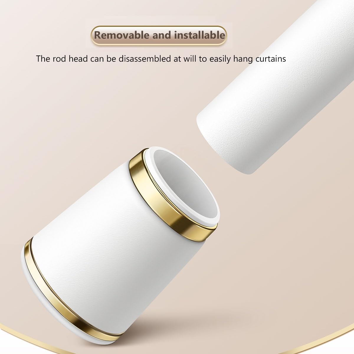 Heavy Du - Asta in acciaio inox Teon ain, antiruggine, senza foratura, design antiscivolo per bagno e divisorio (bianco, regolabile 330-400 cm)