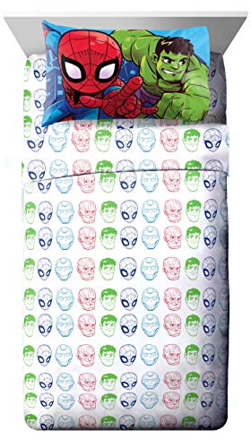 Image of Jay Franco Marvel Super Hero Adventures Avengers Heroes Amigos 4 Piece Toddler Bed Set - Super Soft Microfiber Bed Set - Bedding Features Captain America, Hulk, Iron Man, & Spiderman