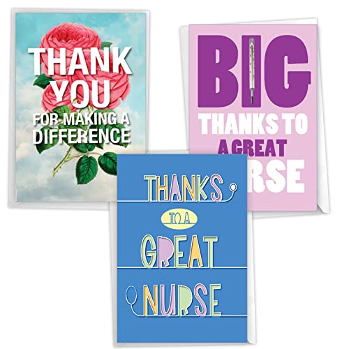 Nobleworks Assortment Pack Of 3 Thank You Greeting Cards (Nurse) With Envelopes (3 Designs, 1 Each) Nurse Appreciation Vc10239Tyg-C1X3 #TOP8