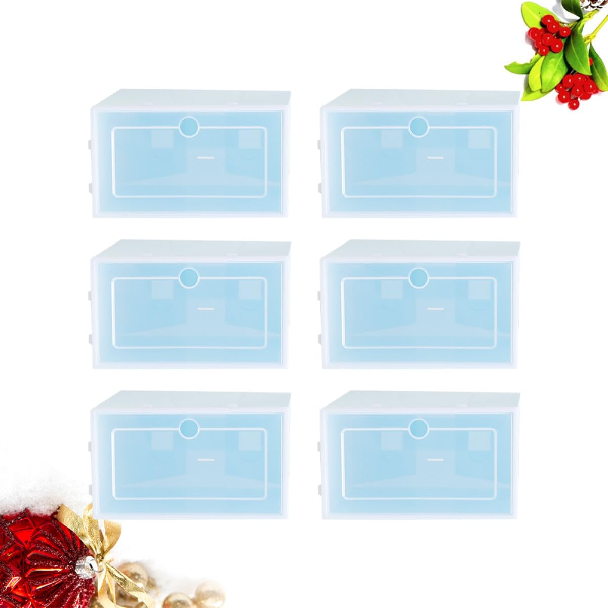 Scatola per Scarpe Impilabile Trasparente 6 Pezzi, Pp Blu