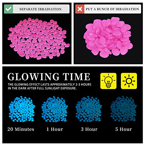 Image of Kaiyuan Dynasty Glow in The Dark Rocks Outdoor Decorative Stones 600Pcs Pink Glow Stones Glowing Rocks for Patio Outdoor Glow Rocks Luminous Pebbles Gardening Glow Stones Vase Decor