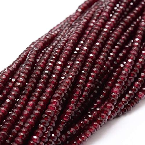 Perlin Agate Stone 4 mm Garnet Red Pack of 30 Faceted Rondelle Beads, 4 ~ 5 mm x 3 mm
