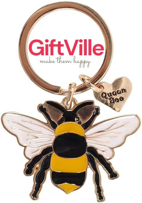 GIFTVILLE MAKE THEM HAPPY Bee Keyring I Keyrings for Women I Cute Enamel Bee Keyring I Bee Gifts for Women I Bee Keyrings for Women
