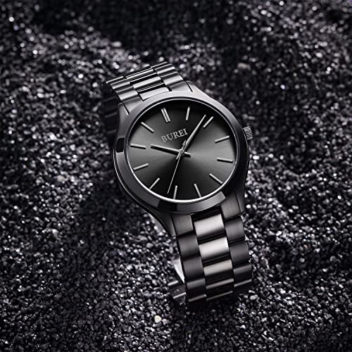 BUREI Men Watches Fashion Stainless Steel Analog Quartz Watches Business Waterproof Wristwatch,Gift for Men2