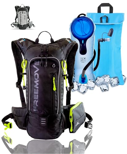 FREEMOVE Hydration Water Backpack 3in1 with 2L Bladder & Insulated Backpack Cooler Bag - a Complete Hydration Solution - Ideal Hydro Camel Back Pack for Hiking, Biking, Running, Cycling, MTB & Rave