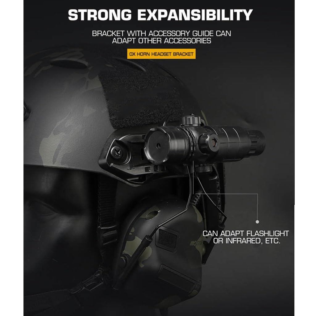 2PCS ARC Rail Suspension Headset Bracket Ear Muff Adapter For Tactical Helmets – Tool-Free Mount On FAST Helmet