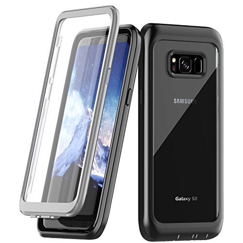 Singdo Samsung Galaxy S8 Case, Built-in Screen Protector Cover 360 Degree Protection Rugged Clear Bumper Case with Kickstand for Samsung Galaxy S8 (Not Fit Galaxy S8 Plus)