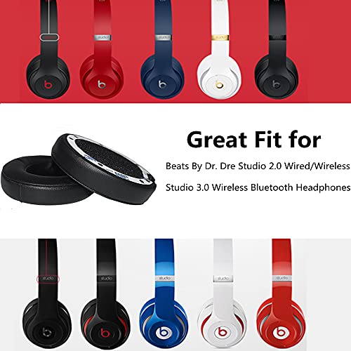 Repuestos Almohadillas para Studio 2 y Studio 3 Auriculares, Cubiertas de Almohadillas de Cuero Proteico Suave Compatibles con Beats by Dr. Dre Studio 2.0 Cableado/Inalámbrico y Studio 3.0 (Negro) miniatura 3