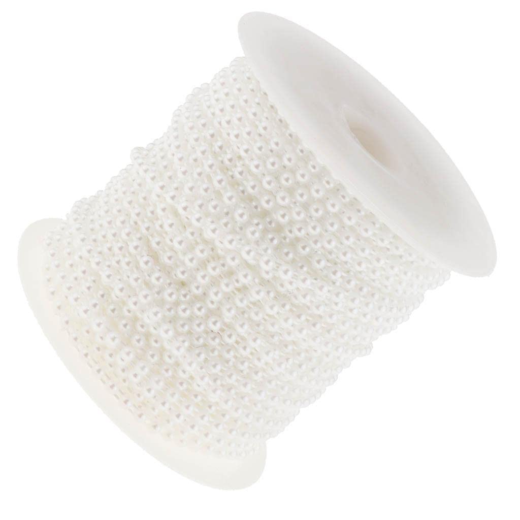 Sharplace Rolle mit 50 M Halbrunden Perlenketten Girlanden, Strang, Hochzeitsblumen, Kleidung, Party, DIY Zubehör, Weiß