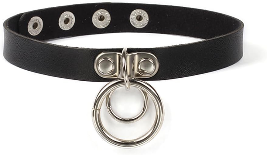 Gothic Choker Necklace Black Geometric Leather Collar Necklace Fashion Punk Jewelry for Women