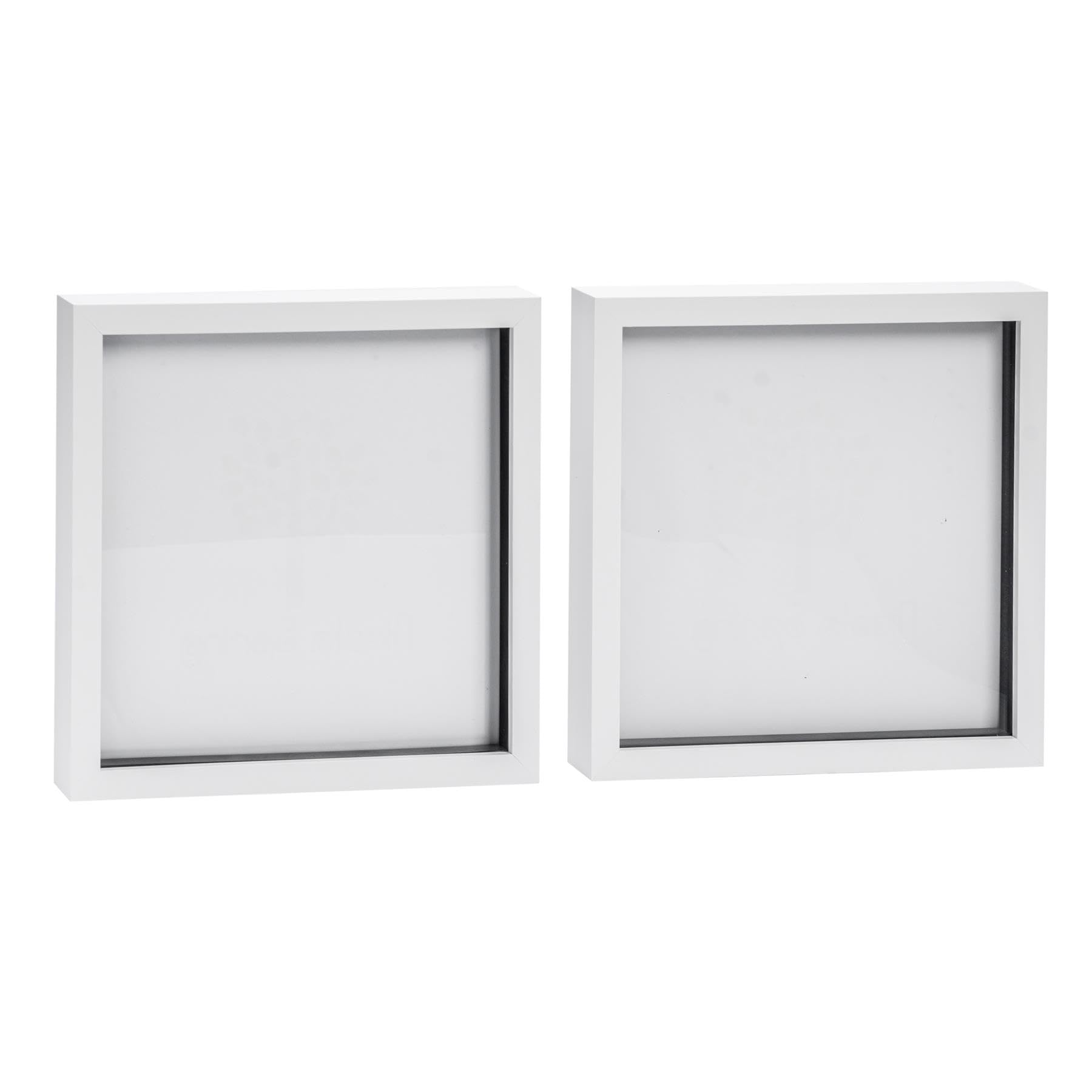 Nicola Spring 3D Shadow Box Photo Frames - 10 x 10 (25 x 25cm) - Pack of 2 - White 3D Photo Frame Picture Frame Box Memorabilia Display Case for Object, Crafts, Keepsakes, Wedding, Graduation